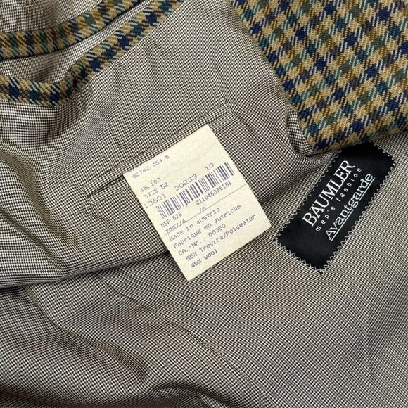 Baumler Wool Blazer Check Sport Coat Multicolor 42R - Picture 9 of 9